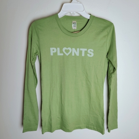 NWT be joiful! Green "Plants" Long Sleeve Crew Neck T-shirt, Sz S - Picture 1 of 9